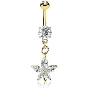 Piercing Street Piercing nombril plaque or pendentif fleur petales marquise - Dore