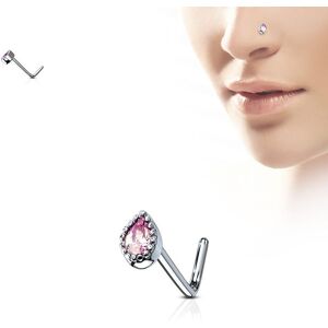 Piercing Street Piercing nez tige en L gemme larme rose - Argente