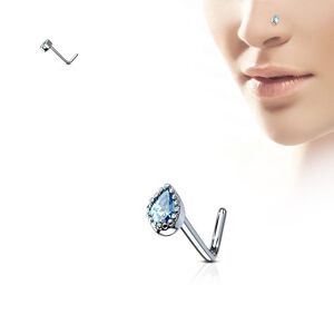 Piercing Street Piercing nez tige en L gemme larme turquoise - Argente