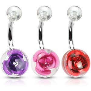 Piercing Street Lot de 3 Piercing Nombril Boules Acrylique Roses - Argente