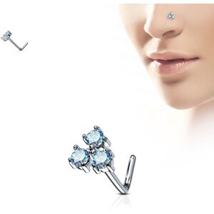 Piercing Street Piercing nez tige en L triple gemmes turquoises triangle - Argente