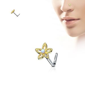 Piercing Street Piercing nez tige en L fleur doree opale - Dore