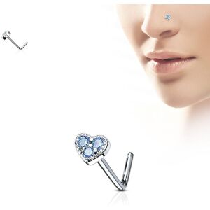 Piercing Street Piercing nez tige en L coeur trois strass turquoise - Argente