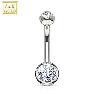 Piercing Street Piercing nombril Or blanc 14 carats gemmes - Argente