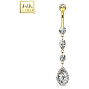 Piercing Street Piercing nombril Or Jaune 14 Carats cascade larmes - Dore