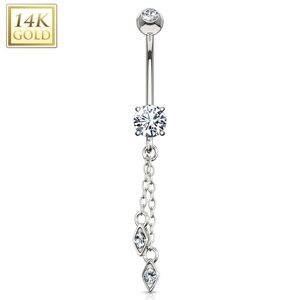 Piercing Street Piercing nombril or blanc 14 carats chaines - Argente