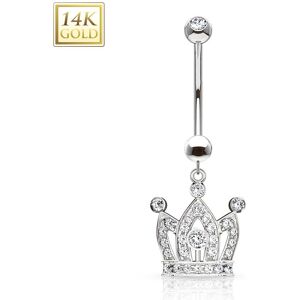 Piercing Street Piercing nombril Or blanc 14 carats couronne - Argente