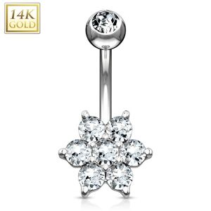 Piercing Street Piercing nombril Or Blanc 14 Carats Fleur - Argente