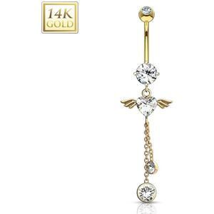 Piercing Street Piercing nombril Or 14 Carats Ailes d'Ange - Dore