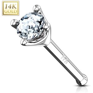 Piercing Street Piercing nez tige droite Or Blanc 14 carats pierre ronde - Argente