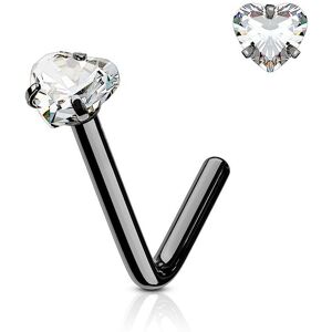 Piercing Street Piercing nez tige en L noir gemme coeur - Noir