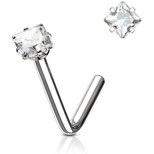 Piercing Street Piercing nez tige en L argente gemme carre - Argente