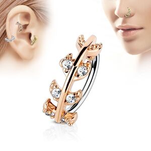 Piercing Street Piercing oreille nez anneau vigne or rose pavee de strass - Or Rose