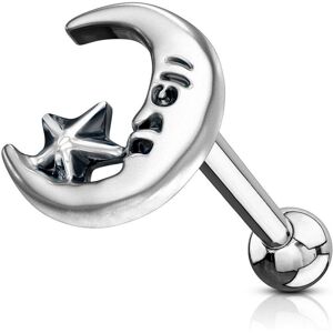 Piercing Street Piercing oreille cartilage helix lune avec etoile - Argente