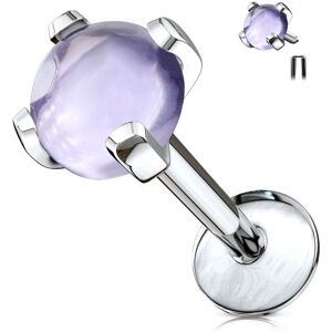 Piercing Street Piercing oreille labret pierre semi precieuse amethyste - Argente