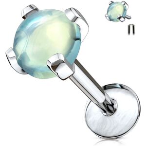 Piercing Street Piercing oreille labret pierre semi precieuse jade verte - Argente