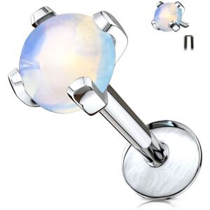 Piercing Street Piercing oreille labret pierre semi precieuse opalite - Argente