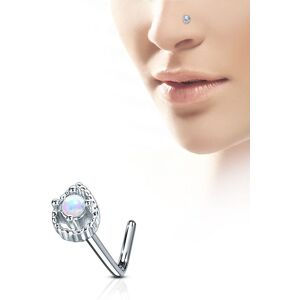 Piercing Street Piercing nez tige en L larme opale blanche - Argente