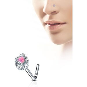 Piercing Street Piercing nez tige en L larme opale rose - Argente