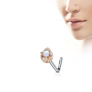 Piercing Street Piercing nez tige en L larme or rose opale blanche - Or Rose