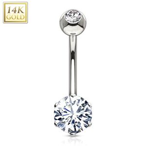 Piercing Street Piercing nombril Or blanc 14 carats serti d'un gemme - Argente