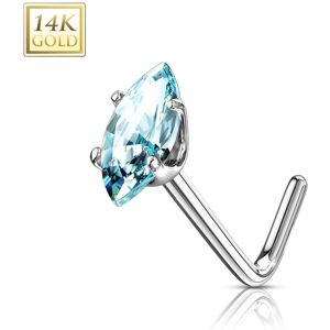 Piercing Street Piercing nez Or blanc 14 carats pierre marquise turquoise - Argente