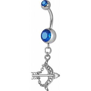 Piercing Street Piercing nombril Crystal Swarovski arc et fleche bleu - Argente