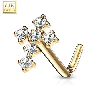 Piercing Street Piercing nez Or jaune 14 carats tige L coix pavee - Dore