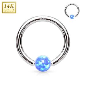 Piercing Street Piercing anneau captif en or blanc 14 carats pour nez oreille opale bleue - Argente