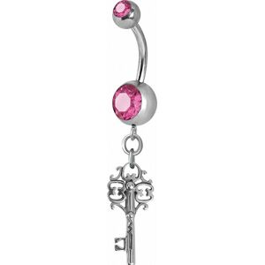 Piercing Street Piercing nombril Crystal Swarovski clef vintage rose - Argente