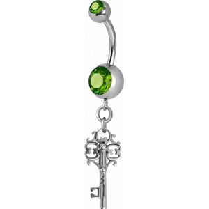 Piercing Street Piercing nombril Crystal Swarovski clef vintage vert - Argente