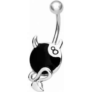 Piercing Street Piercing nombril boule 8 noire endiablee - Argente