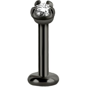 Piercing Street Piercing labret acier gunmetal serti de Swarovski Zirconia - Noir