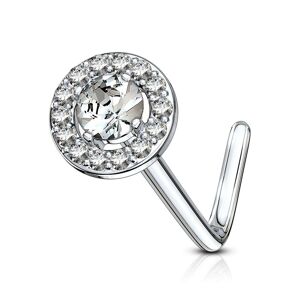 Piercing Street Piercing nez tige en L embout rond gemme blanc - Argente