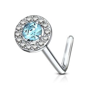 Piercing Street Piercing nez tige en L embout rond gemme turquoise - Argente