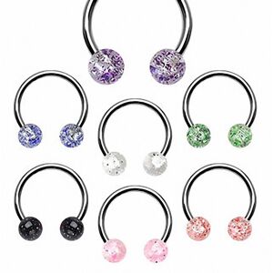 Piercing Street Piercing oreille fer a cheval boules a paillettes - Argente