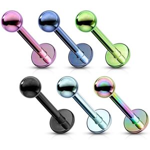 Piercing Street Piercing oreille Labret Titane anodise avec Bille - Multicolore