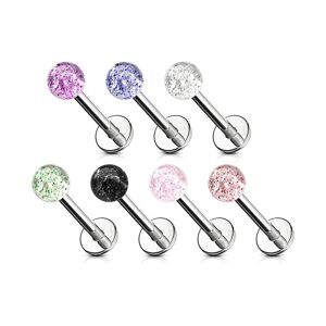 Piercing Street Piercing oreille Labret Boule a Paillettes - Argente