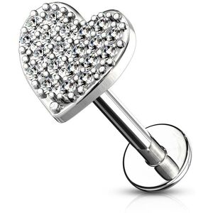 Piercing Street Piercing oreille labret levre coeur pave de strass - Argente