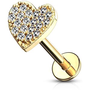 Piercing Street Piercing oreille labret levre plaque or coeur pave de strass - Dore