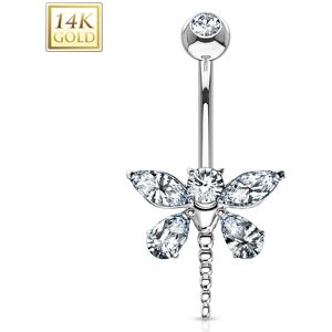 Piercing Street Piercing nombril Or blanc 14 carats libellule - Argente