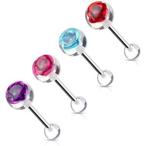 Piercing Street Piercing langue rose dans une boule acrylique - Multicolore