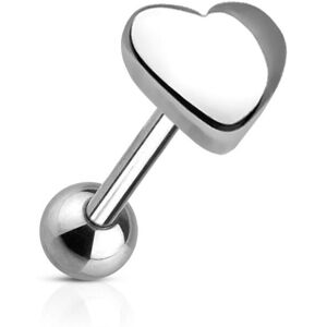 Piercing Street Piercing langue Coeur en acier chirurgical - Argente