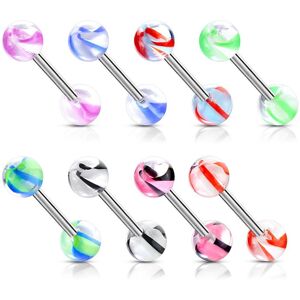 Piercing Street Lot de 8 piercing de langue boules marbrees - Multicolore