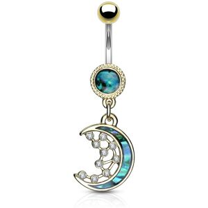 Piercing Street Piercing nombril croissant de lune nacre dore - Dore