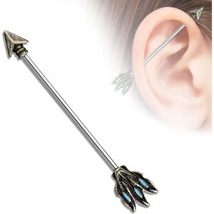 Piercing Street Piercing industriel fleche tribale et turquoise - Argente