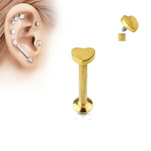 Piercing Street Piercing oreille labret vissage interne coeur dore - Dore