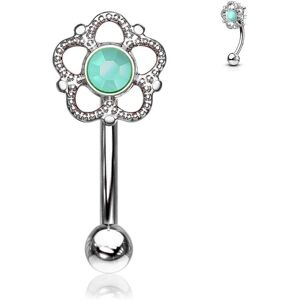 Piercing Street Piercing arcade acier fleur filigrane turquoise - Argente