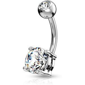 Piercing Street Piercing nombril solitaire zirconium rond blanc - Argente