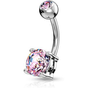 Piercing Street Piercing nombril solitaire zirconium rond rose - Argenté - Publicité